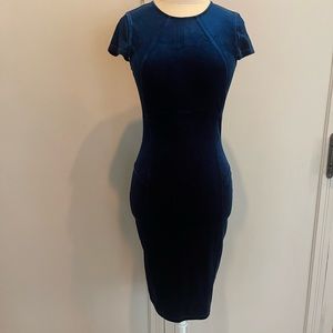 Felicity & Coco Blue velvet body con dress | Size SP